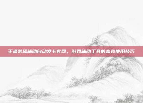王者荣耀辅助自动发卡官网,游戏辅助工具的高效使用技巧