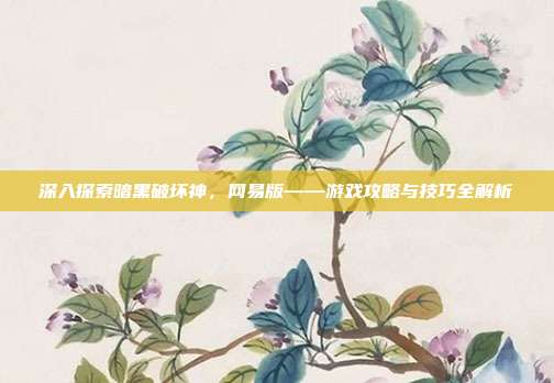 深入探索暗黑破坏神,网易版——游戏攻略与技巧全解析