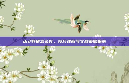 dnf野猪怎么打,技巧详解与实战策略指南