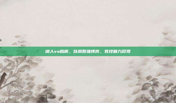 湖人vs鹈鹕，以弱胜强博弈，竞技魅力尽现