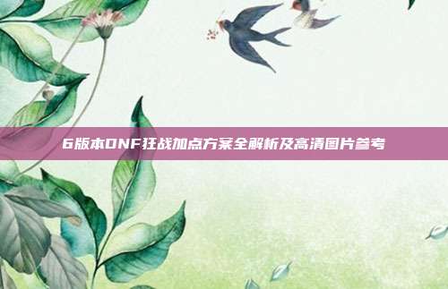 6版本DNF狂战加点方案全解析及高清图片参考