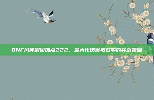 DNF风神刷图加点222，最大化伤害与效率的实战策略