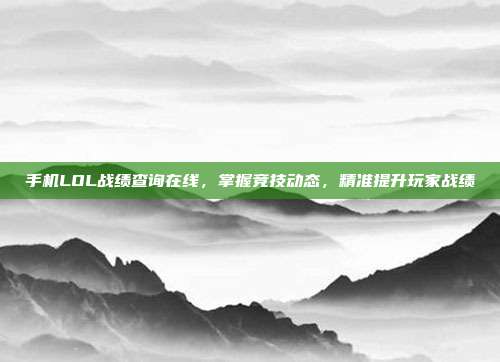 手机LOL战绩查询在线,掌握竞技动态,精准提升玩家战绩