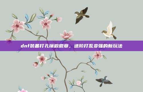 dnf装备打孔镶嵌徽章,进阶打乱变强的新玩法