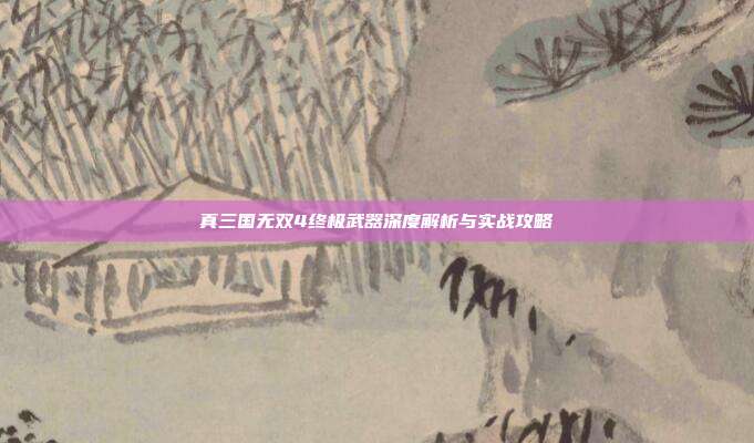 真三国无双4终极武器深度解析与实战攻略
