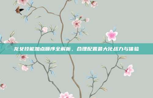 龙女技能加点顺序全解析,合理配置最大化战力与体验