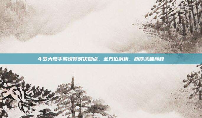 斗罗大陆手游魂师对决加点，全方位解析，助你武破巅峰