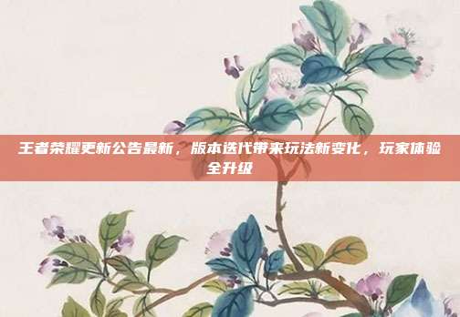 王者荣耀更新公告最新,版本迭代带来玩法新变化,玩家体验全升级