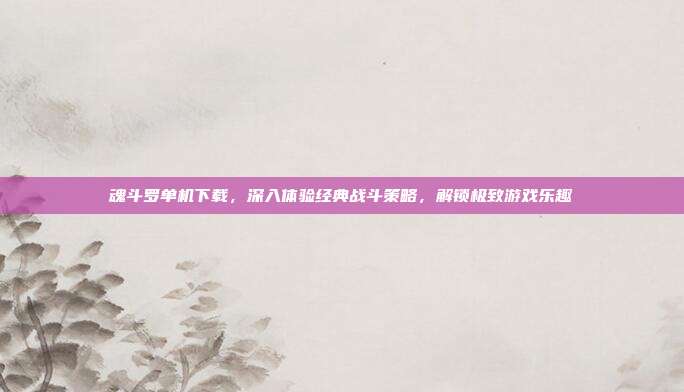 魂斗罗单机下载，深入体验经典战斗策略，解锁极致游戏乐趣
