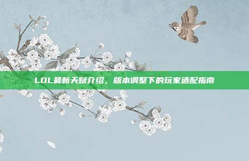 LOL最新天赋介绍，版本调整下的玩家适配指南