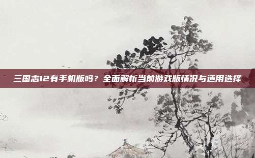 三国志12有手机版吗?全面解析当前游戏版情况与适用选择