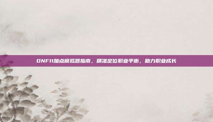 DNF11加点模拟器指南,精准定位职业平衡,助力职业成长