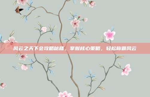 风云之天下会攻略秘籍,掌握核心策略,轻松称霸风云