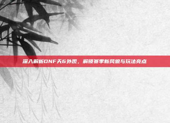 深入解析DNF天6外观,解锁赛季新风貌与玩法亮点