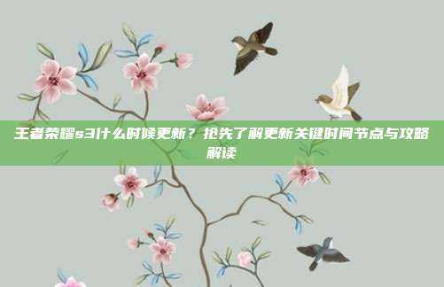 王者荣耀s3什么时候更新？抢先了解更新关键时间节点与攻略解读