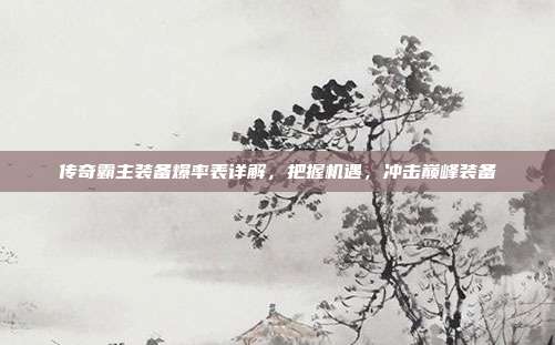 传奇霸主装备爆率表详解,把握机遇,冲击巅峰装备