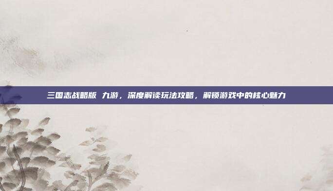 三国志战略版 九游,深度解读玩法攻略,解锁游戏中的核心魅力