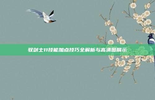 驭剑士11技能加点技巧全解析与高清图展示