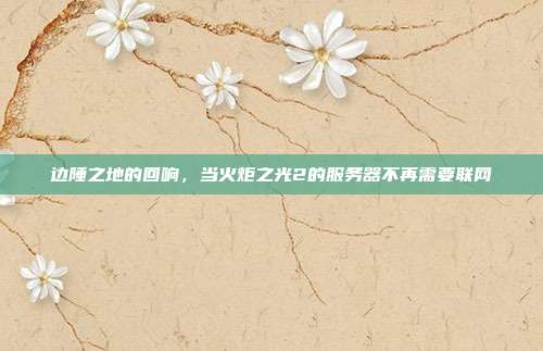 边陲之地的回响，当火炬之光2的服务器不再需要联网