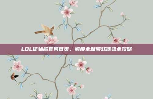 LOL体验服官网首页,解锁全新游戏体验全攻略