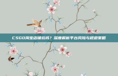 CSGO淘宝店铺坑吗?深度解析平台风险与规避策略