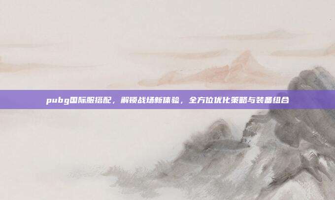 pubg国际服搭配,解锁战场新体验,全方位优化策略与装备组合