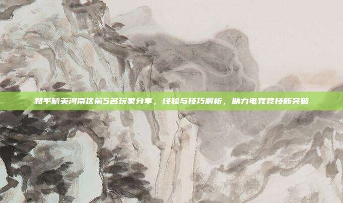 和平精英河南区前5名玩家分享,经验与技巧解析,助力电竞竞技新突破