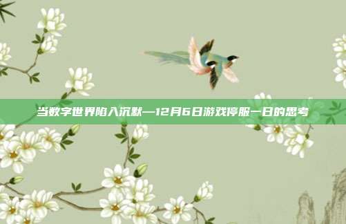 当数字世界陷入沉默—12月6日游戏停服一日的思考