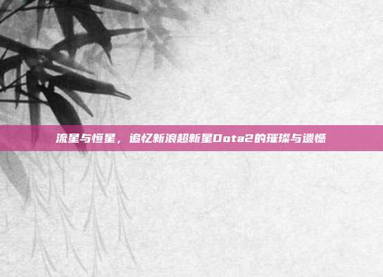 流星与恒星,追忆新浪超新星Dota2的璀璨与遗憾