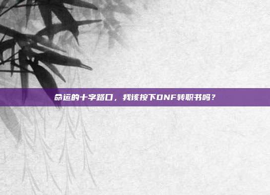 命运的十字路口，我该按下DNF转职书吗？