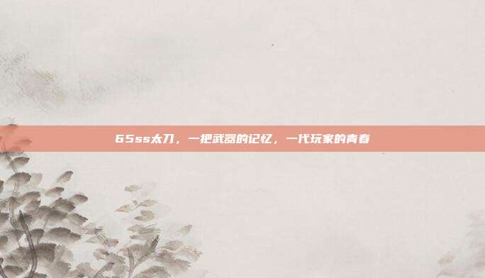 65ss太刀,一把武器的记忆,一代玩家的青春