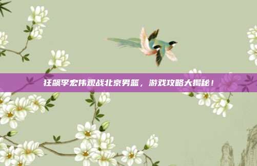 狂飙李宏伟观战北京男篮,游戏攻略大揭秘!
