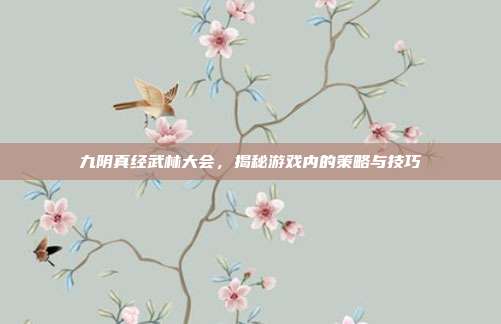 九阴真经武林大会,揭秘游戏内的策略与技巧