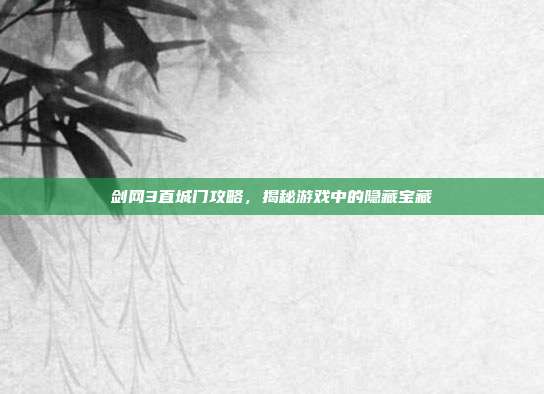 剑网3直城门攻略,揭秘游戏中的隐藏宝藏