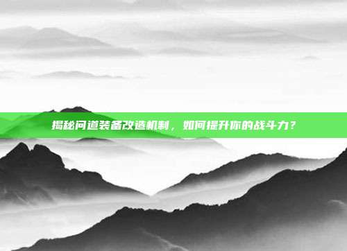 揭秘问道装备改造机制，如何提升你的战斗力？