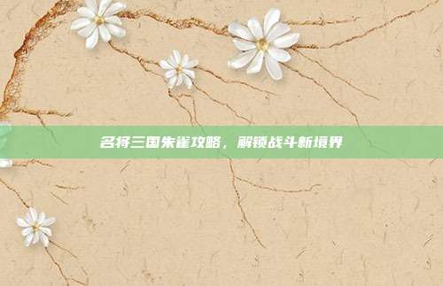 名将三国朱雀攻略，解锁战斗新境界