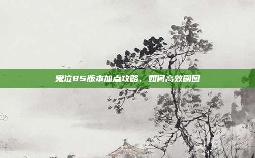 鬼泣85版本加点攻略,如何高效刷图