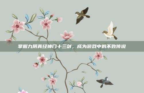 掌握九阴真经神门十三剑，成为游戏中的不败传说