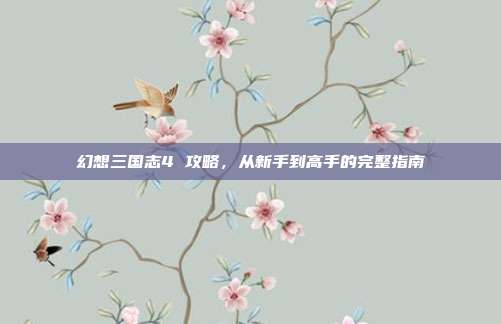 幻想三国志4 攻略，从新手到高手的完整指南