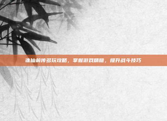 诛仙前传多玩攻略,掌握游戏精髓,提升战斗技巧