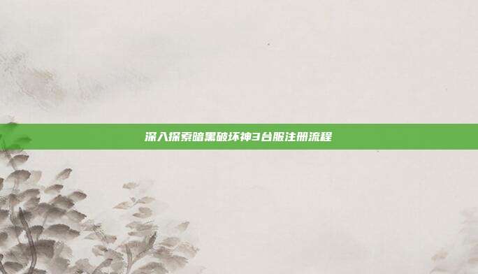 深入探索暗黑破坏神3台服注册流程