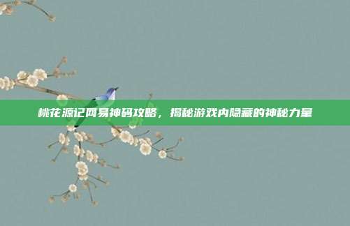 桃花源记网易神码攻略，揭秘游戏内隐藏的神秘力量