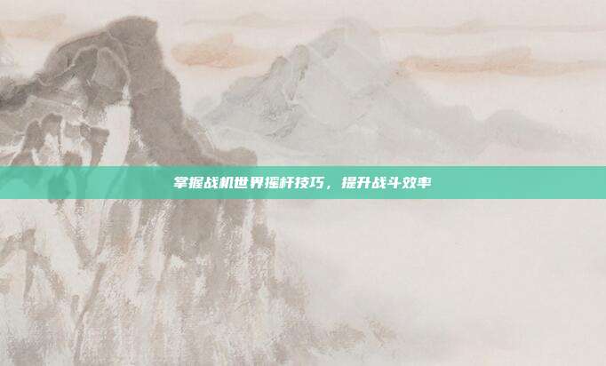 掌握战机世界摇杆技巧，提升战斗效率