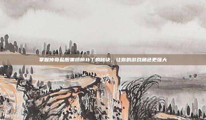 掌握传奇私服黑翅膀补丁的秘诀,让你的游戏角色更强大