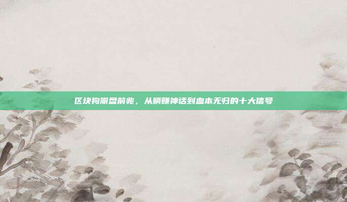区块狗崩盘前兆，从躺赚神话到血本无归的十大信号