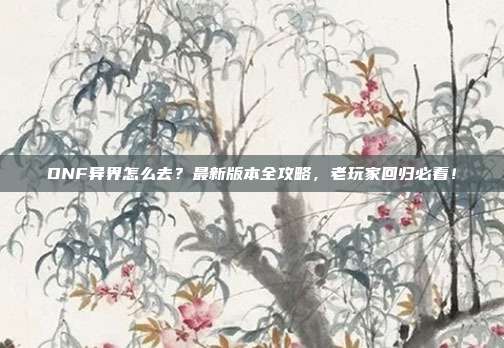 DNF异界怎么去？最新版本全攻略，老玩家回归必看！