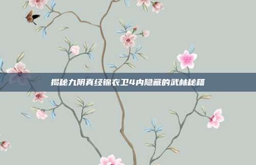 揭秘九阴真经锦衣卫4内隐藏的武林秘籍