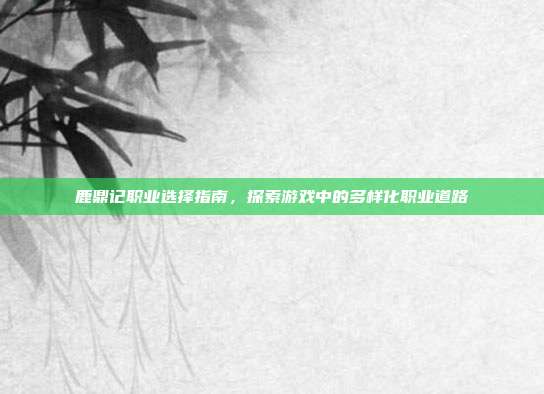 鹿鼎记职业选择指南，探索游戏中的多样化职业道路