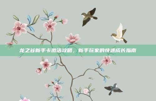 龙之谷新手卡激活攻略，新手玩家的快速成长指南