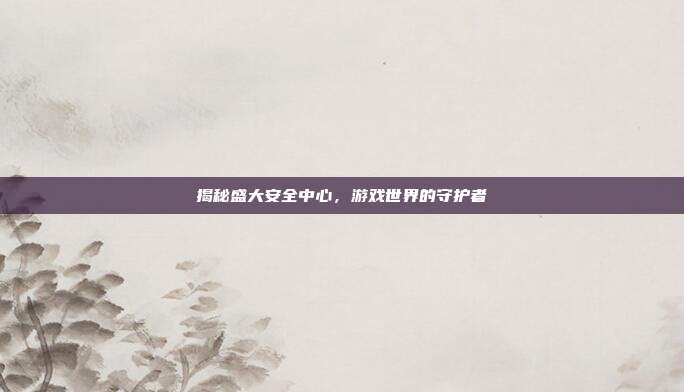 揭秘盛大安全中心,游戏世界的守护者